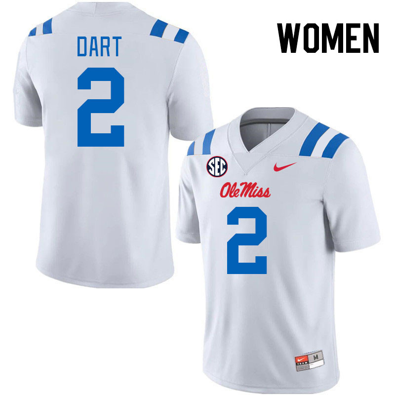 Women #2 Jaxson Dart Ole Miss Rebels 2024 New Uniforms College Football Jerseys Stitched-White